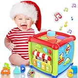 Gzolxkwin Baby Spielzeug 1 Jahr 6-in-1 Lernspielzeug Aktivitätswürfel Motorikwürfel Kinder Spielzeug 1 Jahr 12 18+ Monate Form Sortier Klavier Musik Spielzeug Geschenk für 1 2 Jahre Jungen Mädchen