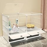 Doppelseitiger transparenter verschlüsselter Kaninchenstall, Hasenkäfig, Hasenhaus im Innenbereich, großer Platz, leicht zu reinigen, geeignet für mehrere Haustiere