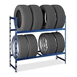 Relaxdays Reifenregal für 8 Reifen, HxBxT: 100 x 110 x 35 cm, 150 kg, verzinkter Stahl, Stecksystem, Räderregal, blau