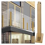 JWQPAD Geländerpfosten Glaszaunpfosten für Innenhöfe, Villen/Balkone – Luxuriöser Sicherheitsgeländerpfosten für Bodentreppen mit Gold-Finish für 2/5' oder 1/2' Dickes Glas Farbe: M