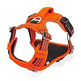 Hundegeschirr für Große Hunde, Anti Zug Geschirr No Pull Reflektierend Atmungsaktiv Geschirr Hunde Leichtes Brustgeschirr Große Mittlere Hunde Sicherheitsgeschirr Weich Orange XL