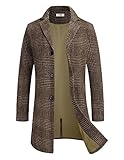 COOFANDY Mantel Herren Wintermantel Lang Warm Herrenmantel Reverskragen Trenchcoat Business Winterjacke mit Taschen Braun XL