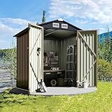 GVDV Geräteschuppen Metall – Gerätehaus mit Belüftung & abschließbaren Türen 193 x 180 x 159 cm,Wetterfester Outdoor Geräteschrank für Garten,Terrasse & Hof – Für Fahrräder,Werkzeuge & Rasenmäher