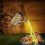 Lureshine Solar Gießkanne Garten, LED Gartendeko für Draußen mit Wasserfall, Wasserdicht Metall Solarleuchten Garten Deko, Solar Gießkanne mit Lichterkette für Außen Rasen Gehweg Terrasse Hofweg
