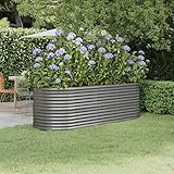 NQJIBUE Lawn & Garden Garden Hochbeet Pulverbeschichteter Stahl 224x80x68 cm Grau Home & Garden