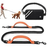 Joggingleine Hunde, Freihändig Laufleine für Hunde, Bauchgurt Hundeleine zum Joggen Laufen Wandern mit Dual Griffe, Reflektierende Nähte