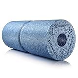 BODYMATE Faszienrolle CARE Mittel-Hart mit umlaufender Rille zu Wirbelsäulen-Entlastung mit E-Book - Cool-Grey-Blue 35x14cm