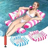 Luftsessel Aufblasbar 2PACK, JARAGAR 4-in-1 Luftmatratze Pool, Mehrzweck Faltbare Gestreifte Schwimmer für Schwimmbad Meer Strand See