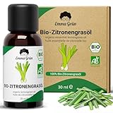 Emma Grün® BIO Lemongras Öl [100% Naturrein] - Lemongrass Ätherisches Öl - Echtes Zitronengras Öl - Lemongrass Öl Naturrein - Lemon Grass Essential Oil in LEBENSMITTELQUALITÄT - Aus Indien