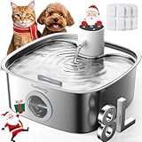 FEELNEEDY 8L Katzenbrunnen Kabellos, 5000mAh Trinkbrunnen für Hunde mit 3 Filters, Katzenbrunnen Edelstahl Spülmaschinenfest, Verbesserter Radarsensor