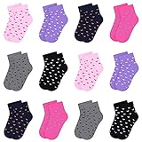L&K-II 12 Paar Kinder Mädchen Socken mit niedlichen Herzmustern Kids Füßlinge Sneakersocken bunt 2806A 31-34