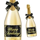 Giftota 2 Stück Geburtstags-Flaschenetikett & Geschenkschleifen - Weinetiketten Personalisiert Selbstklebend für Sekt und Schaumwein - Geburtstag Deko - Geburtstags-Geschenk für Männer & Frauen
