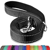 Joytale Hundeleine für Große und Mittelgroße Hunde, Doppelseitig Reflektierende Leine Hund aus Nylon mit Gepolstertem Griff, 1,8m x 2,5cm, Schwarz