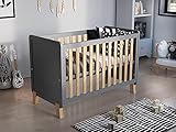 Love For Sleep Babybett Beistellbett 120x60cm mit Schaumstoffmatratze Aloe Vera Grau-Kiefer Francis Kinderbett Baby Bett Holz - Kinderbett Babybett, Mitwachsend Gitterbett Baby Bed