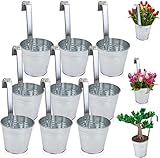 9er Set Hängetöpfe - Tolle Blumentöpfe aus robustem Zink mit Haken für einfache Dekoration, perfekt als Pflanztopf, Übertopf oder dekorative Vase für einen schönen Garten Deko