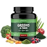 Neosupps Greens & Fiber 390g Red Apple​, Made in Germany, Hochdosiertes Superfood-Pulver mit Chlorella, Spirulina, Weizengras, Gerstengras, Inulin & Apfelfaser für verbesserte Verdauung & Immunsystem