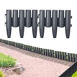 MAYTIIMO Rasenkante Kunstoff Gartenpalisade in Holz-Optik 5,6m, Beeteinfassung Mähkante Beetumrandung Palisade für Blumenbeet Gartenzaun (L x H) 28 x 24cm, 20 Stück, Anthrazit