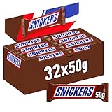 Snickers Schokoladen Großpackung, Karamell & Erdnuss Schokoriegel, 32 x 50g, Schoko Großpackung (1600g)