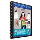 Oxford Ring-Mappe A4 Polyvision, Präsentations-Buch mit 20 Hüllen, Vario-Zipp, Austausch- und erweiterbar, schwarz, 1 Stück