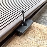 100 Stück WPC Clips, Versteckte Terrassendielen Befestigung Board Clips, 6 mm Terrassenclips Kunststoff für WPC Terrassendielen/BPC Dielen, Schwarz T Clip mit Schwarz Schrauben