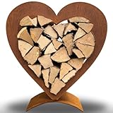 Terma Rost Herz Kaminholzregal Höhe 60 cm Made in Germany tolle deko für aussen und innen holzregal Garten Herz Holz deko Metall Herz für holzscheite rostherzen für Garten