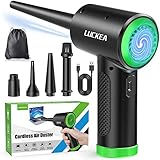 Elektrische Staubgebläse Druckluftspray für PC Reinigungsset - LUCKEA 3-Gang Air Duster Luftdruckspray mit LED-Licht, Tastatur Reinigung Druckluft Luftspray für Laptop, Sofa, Auto, Bürogeräte