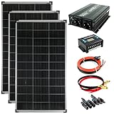 SOLARTRONICS Inselanlage Komplettset: 3x 140W monokristalline Solarmodul + 1500W Wechselrichter + 20A Laderegler + PV Kabel + Solarstecker