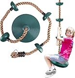 Schaukel Outdoor Kinder Kletterseil Schaukel mit Plattform, für Kinder Baum Scheibe Schaukel Kletterseil Draussen Tellerschaukel für Garten, belastbar bis ca. 200kg