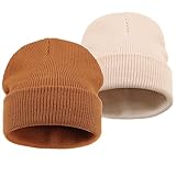 DRESHOW 2 Stück Kleinkind Beanie Kinder Wintermützen Kinder Weich Stricken Unisex-Mütze für Baby Jungen Mädchen Warm Mütze Mützen für 6 Monate-7 Jahre