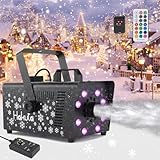 Hakuta Schneemaschine mit 8 LED RGB Leuchten, leistungsstarker Schneemaschine mit einstellbarer Schneeflocke für Weihnachten, Halloween, Valentinstag, Hochzeiten, Partys und DJ-Bühnen