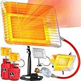 KESSER Gasheizer Heizstrahler Gas Aufsatz Strahler inkl. Piezo Zündung Schlauch & Regler Flaschenhalterung Gasheizstrahler Aufsatzheizstrahler betrieben mit Propan - Für 5 Kg oder 11 Flaschen, Silber