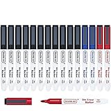 Shuttle Art 15 Whiteboard Marker abwischbar, Whiteboard Marker magnetisch mit Radiergummi und feiner Spitze in 3 Farben, Folienstift abwischbar für Whiteboard, Spiegel, Glas geeignet Whiteboard Stifte