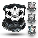 Klangfeiler® Multifunktionstuch - NEUE DESIGNS - Bedrucktes Halstuch Bandana & Schlauchschal - Ein solider Nackenwärmer Totenkopf Skull Gesichtsmaske - Face Shield für Motorradfahren -Classic Skull