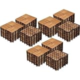 Yaheetech Holzfliesen Akazie 30x30 cm, 81er Set-ca. 7,8 m² Leicht Verlegbar Terrassenfliesen Balkonfliesen Klicksystem, Wetterfest Bodenfliesen Gartenfliesen für Terrasse, Balkon & Garten, Holzfarbe