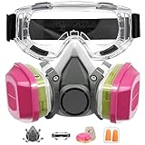 Professionelle Wiederverwendbare Atemschutzmaske mit Filter, Halbgesichts Staubmaske mit Schutzbrille, Gasmaske Atemschutzmaske für Malerei, Chemie, Organische Dämpfe, Schweißen, Polieren