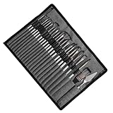 OWOHYG 25-teiliges Pinselset mit verbesserten synthetischen Pinseln und Grauer Leinwandrolle für Acryl, Öl, Aquarell, Gouache