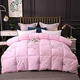 Weiße Gänsedaunenfeder-Steppdecke für King-Size-Betten – Baumwollgitter gesteppt mit Ecklaschen, mittelwarm, Ganzjahres-Bettdecke oder eigenständige Bettdecke (Rosa 2, 180 x 220 cm, 4 kg)