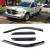 SONTIAN 4 x Fenstervisiere für 2002–2008 D0DGE Ram 1500, 2003–2009 Ram 2500 & 3500 mit Crew/verlängerter Fahrerkabine, Sonnenschutz, Regenschutz, Seitenfenster-Windabweiser