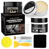 Leder Reparatur Set, Braun Leder Recoloring Balm Set und Lederschutzöl für Autositze, Lederreparaturcreme Set – Lederrestaurator für Kratzer, verblasste Stellen, Abnutzung, Lederfarbe für Sofas, Autos