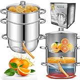 KARL HAUSMANN Dampfentsafter aus Edelstahl - 5L - Entsafter für alle Herdarten auch Induktionsgeeignet - Fruchtentsafter mit Glasdeckel - Topf Entsafter - Saftpresse - Juice Machine - Spülmaschinen