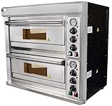 Beeketal 'BPO040-2' XL Profi Doppel Kammer Pizzaofen mit 2x 638x430 mm Schamottstein Backflächen, Gastro Steinbackofen für Pizza, Brot und Backwaren, 8800 Watt, Pizzabackofen Temperatur bis zu 350°C