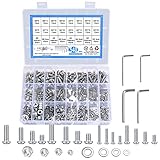 540 Stück Edelstahl Sechskopf Knopf Schrauben und Muttern Unterlegscheiben, M3 M4 M5 M6 Linsenkopfschrauben Sortiment Set, Edelstahlschrauben Maschinenschrauben, mit Schraubenschlüssel