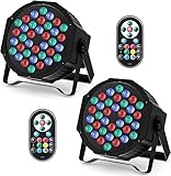 HOLDLAMP 2 Stücke 36 LED Par Scheinwerfer Bühnenlicht, RGB LED Par Strahler Party Lichter mit Fernbedienung DMX512 Discolicht für Bar DJ Show Disco Geburtstag Halloween Weihnachten