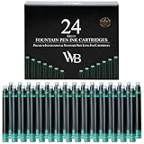 Wordsworth & Black 24er-pack Füllfederhalter-Tintennachfüllungen – 24 Grüne Tintenpatronen – Internationale Standardgröße – Länge Ca. 3,8 Cm – Basisdurchmesser Ca. 0,6 Cm – Einwegartikel Und Generisch