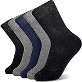 Hocerlu Warme Socken Herren, Thermosocken Dicke Wintersocken Frotteesohle WanderSocken WollSocken Geschenke für Herren im Winter 5 Paar - Gemütlich und Atmungsaktiv, EU-Größe 39-45