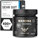 maorika - Manuka Honig 400 MGO + 250g im Glas (lichtundurchlässig, kein Plastik) - laborgeprüft, zertifiziert aus Neuseeland