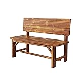 NASTYA Outdoor-Bank, Gartenbank, Massivholz, Parkstuhl, Outdoor-Bank, Rückenlehne, korrosionsbeständig, Holzhocker, Kirche, quadratisch, Hofstuhl, lange Sitzbank, Innenbank/Esstisch, Bank (Farbe: B)