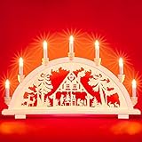 Sikora LB57-7 klassicher beleuchteter Holz Schwibbogen WALDHAUS 59 cm