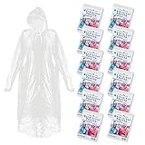 Ember Rock Regenponcho Einweg 12er Set - Notfallponcho Einmalregencape Transparent mit Tunnelzug Kapuze & Elastische Ärmel - Damen & Herren Einheitsgröße