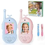 Video Walkie Talkie Kinder, 2er Set Walky Talky Aufladbar mit Display, 2-Way Radio Funkgeräte Große Reichweite, Weihnachten Geburtstag Geschenke Spielzeug für Jungen und Mädchen von 3-12 Jahren